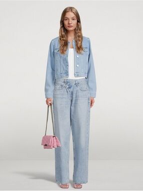 Agolde upsize criss cross waist blue denim light wash oversized baggy 90s jeans